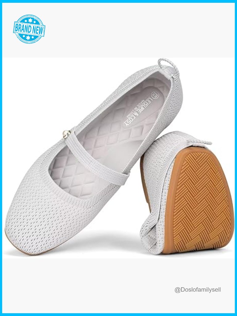 Knit Mary Jane Ballet Flats Slip-On Strap Dressy Office Walking Shoes Comfort